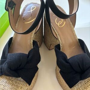 Sam Edelman Black and Tan Platform Sandals